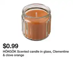 Ikea HÖKGÖK Scented candle in glass, Clementine & clove orange offer