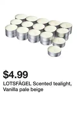 Ikea LOTSFÅGEL Scented tealight, Vanilla pale beige offer