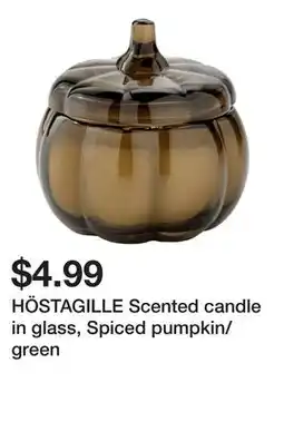 Ikea HÖSTAGILLE Scented candle in glass, Spiced pumpkin/green offer