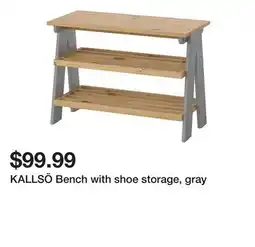 Ikea KALLSÖ Bench with shoe storage, gray offer