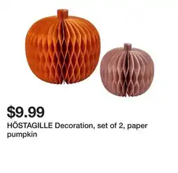 Ikea HÖSTAGILLE Decoration, set of 2, paper pumpkin offer