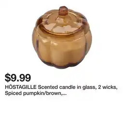 Ikea HÖSTAGILLE Scented candle in glass, 2 wicks, Spiced pumpkin/brown, 40 hr offer