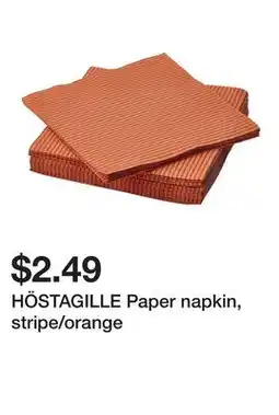 Ikea HÖSTAGILLE Paper napkin, stripe/orange offer