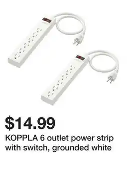 Ikea KOPPLA 6 outlet power strip with switch, grounded white offer