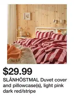 Ikea SLÅNHÖSTMAL Duvet cover and pillowcase(s), light pink dark red/stripe offer