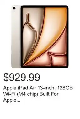 Costco Apple iPad Air 13-inch, 128GB Wi-Fi (M4 chip) Built For Apple Intelligence offer