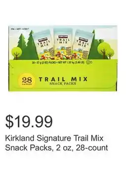 Costco Kirkland Signature Trail Mix Snack Packs, 2 oz, 28-count offer