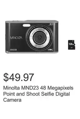 Costco Minolta MND23 48 Megapixels Point and Shoot Selfie Digital Camera offer