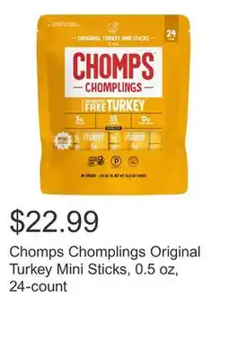 Costco Chomps Chomplings Original Turkey Mini Sticks, 0.5 oz, 24-count offer