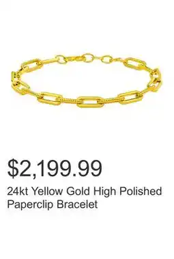 Costco 24kt Yellow Gold High Polished Paperclip Bracelet offer