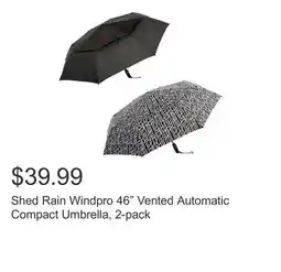Costco Shed Rain Windpro 46 Vented Automatic Compact Umbrella, 2-pack offer