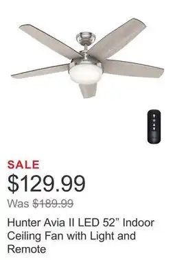 Costco Hunter Avia II LED 52 Indoor Ceiling Fan with Light and Remote offer