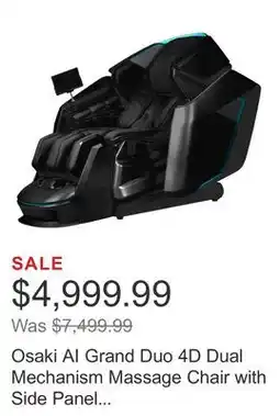 Costco Osaki AI Grand Duo 4D Dual Mechanism Massage Chair with Side Panel Doors offer