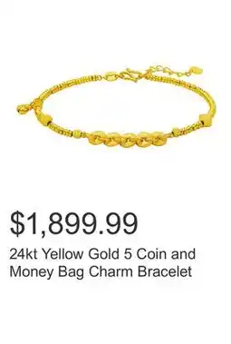 Costco 24kt Yellow Gold 5 Coin and Money Bag Charm Bracelet offer