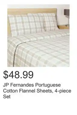 Costco JP Fernandes Portuguese Cotton Flannel Sheets, 4-piece Set offer
