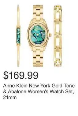 Costco Anne Klein New York Gold Tone & Abalone Women's Watch Set, 21mm offer