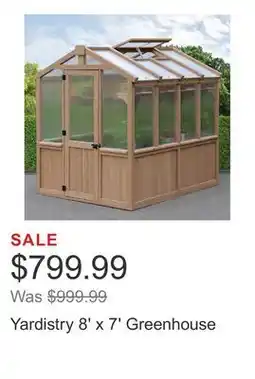 Costco Yardistry 8' x 7' Greenhouse offer