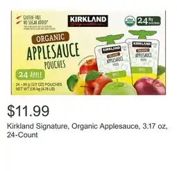 Costco Kirkland Signature, Organic Applesauce, 3.17 oz, 24-Count offer