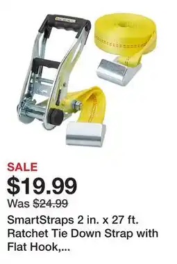 Tractor Supply Company SmartStraps 2 in. x 27 ft. Ratchet Tie Down Strap with Flat Hook, 3,333 lb., Yellow offer