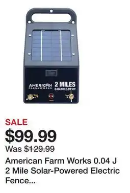 Tractor Supply Company American Farm Works 0.04 J 2 Mile Solar-Powered Electric Fence Energizer offer