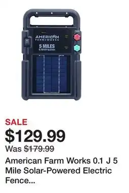 Tractor Supply Company American Farm Works 0.1 J 5 Mile Solar-Powered Electric Fence Energizer offer