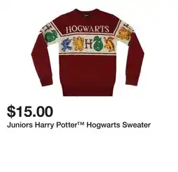 Five Below Juniors Harry Potter Hogwarts Sweater offer