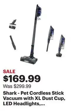 Best Buy Shark - Pet Cordless Stick Vacuum with XL Dust Cup, LED Headlights, Up to 40 min Runtime - Blue Iris offer