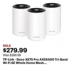 Best Buy TP-Link - Deco XE75 Pro AXE5400 Tri-Band Wi-Fi 6E Whole Home Mesh System (3-Pack) - White offer