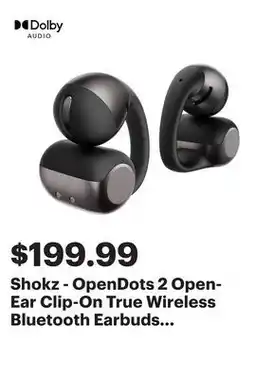 Best Buy Shokz - OpenDots 2 Open-Ear Clip-On True Wireless Bluetooth Earbuds - Black offer