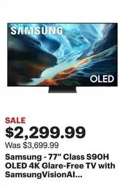 Best Buy Samsung - 77 Class S90H OLED 4K Glare-Free TV with SamsungVisionAI (2026) offer