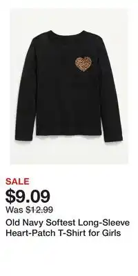 Old Navy Old Navy Softest Long-Sleeve Heart-Patch T-Shirt for Girls offer