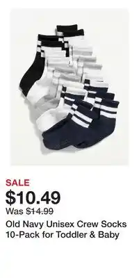 Old Navy Old Navy Unisex Crew Socks 10-Pack for Toddler & Baby offer