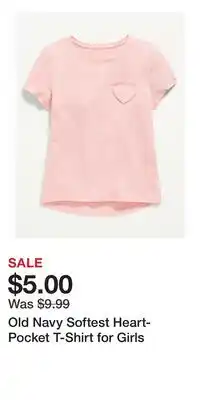 Old Navy Old Navy Softest Heart-Pocket T-Shirt for Girls offer