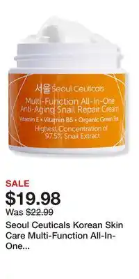 Ulta Beauty Seoul Ceuticals Korean Skin Care Multi-Function All-In-One Anti-Aging Snail Repair Cream offer