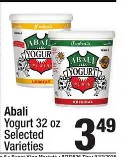 Super King Markets Abali Yogurt offer