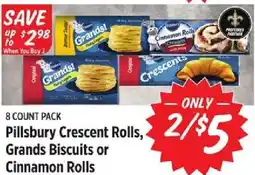 Rouses Pillsbury Crescent Rolls, Grands Biscuits or Cinnamon Rolls offer