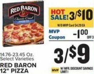 Food Lion Red Baron 12" Pizza offer