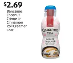 Aldi Barissimo Coconut Crème or Cinnamon Roll Creamer offer