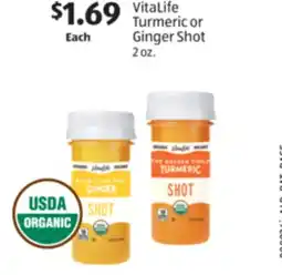 Aldi VitaLife Turmeric or Ginger Shot offer