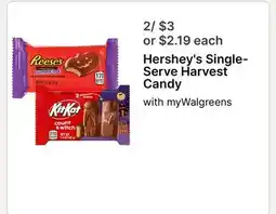 Walgreens Hershey's Single-Serve Harvest Candy offer