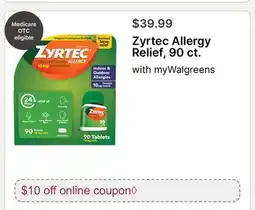 Walgreens Zyrtec Allergy Relief offer
