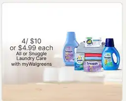 Walgreens All or Snuggle Laundry Care offer