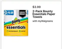 Walgreens 2-Pack Bounty Essentials Paper Towels offer