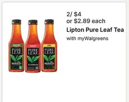 Walgreens Lipton Pure Leaf Tea offer