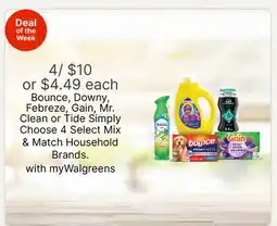 Walgreens Bounce, Downy, Febreze, Gain, Mr. Clean or Tide Simply offer