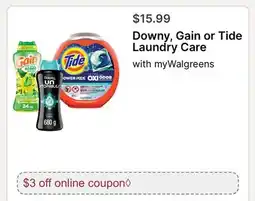 Walgreens Downy, Gain or Tide Laundry Care offer