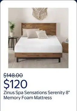 Walmart Zinus Spa Sensations Serenity 8 Memory Foam Mattress offer