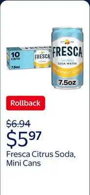 Walmart Fresca Citrus Soda Pop Fridge Pack Mini Cans offer