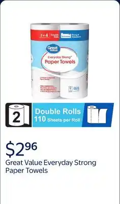 Walmart Great Value Everyday Strong Paper Towels offer