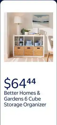 Walmart Better Homes & Gardens 6 Cube Storage Organizer, Textured White offer